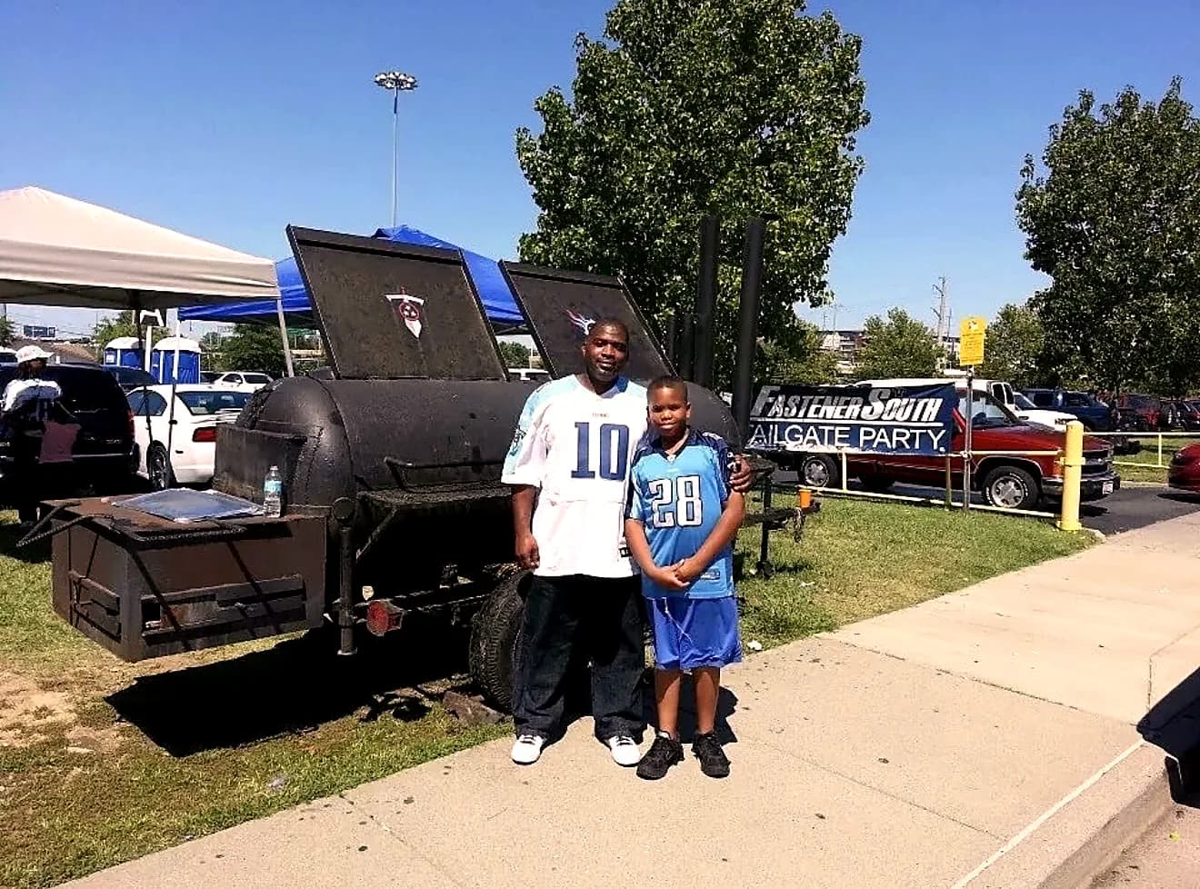 Granville Harris at the original Tennessee Titans tailgate smoker, 2003